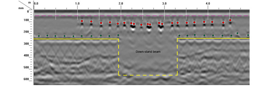 Thickness of slab detected using concrete scanning